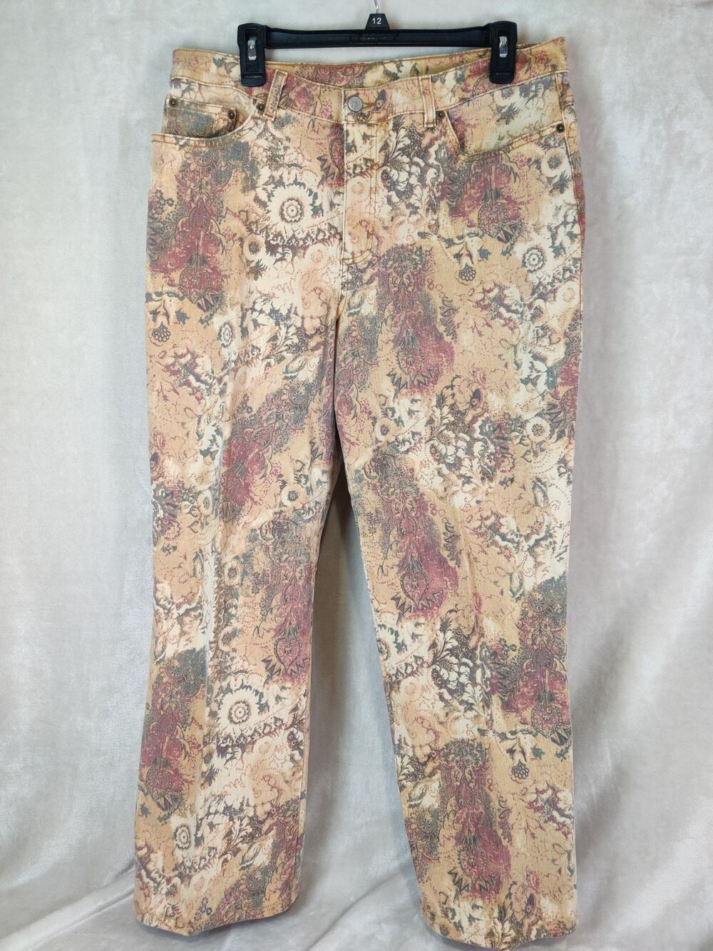 Crossing Pointe Jeans Women's Size 16 Multicolor Victorian Tapestry Vintage